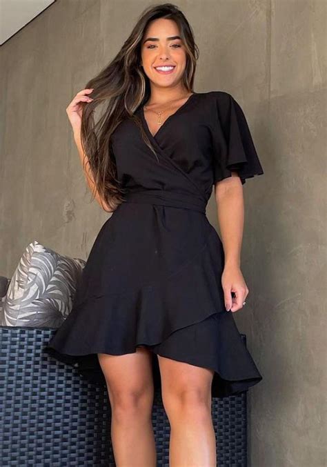 vestido preto com fenda curto|vestidos negros femininos.